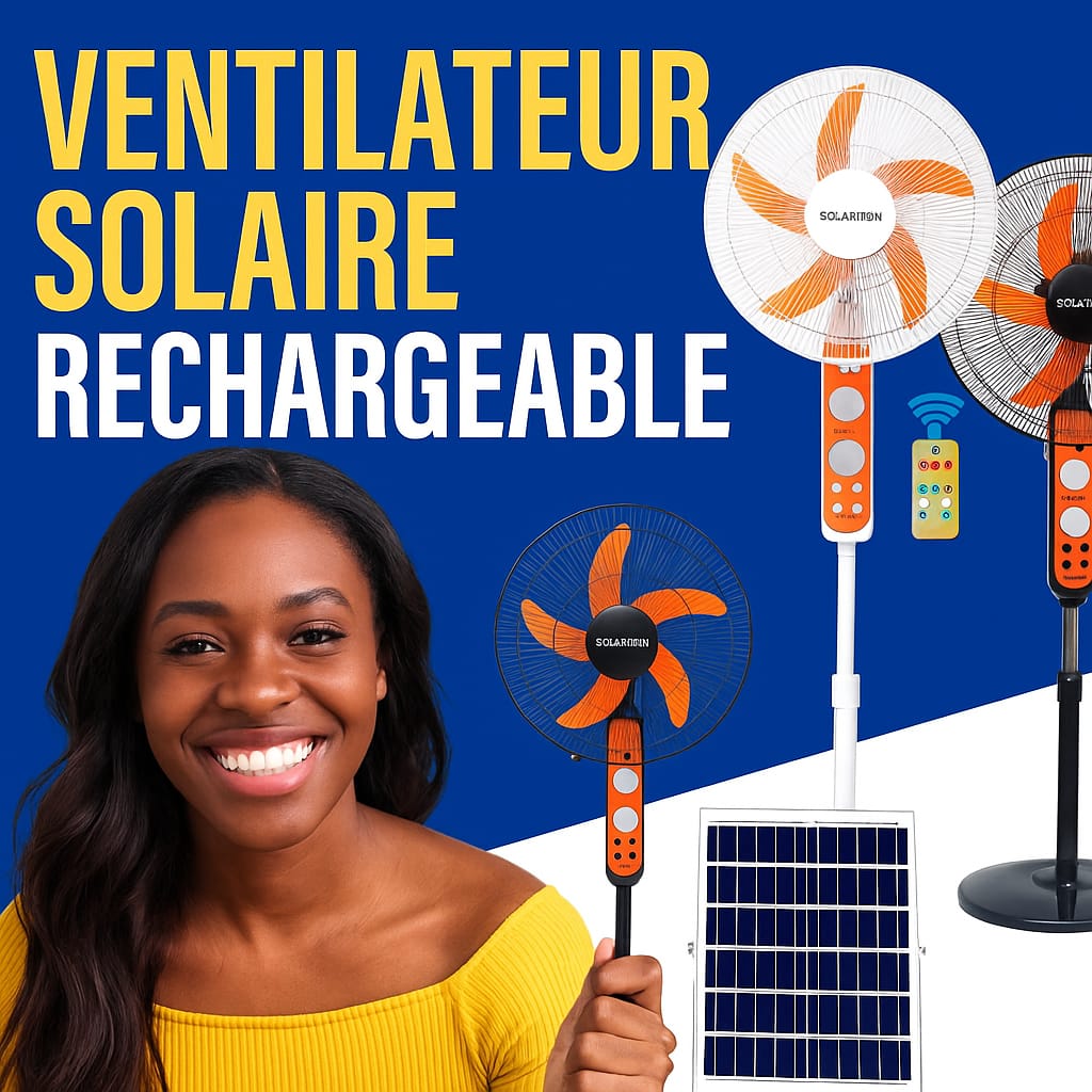 VENTILATEUR SOLAIRE RECHARGEABLE